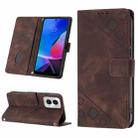 For Motorola Moto G Play 4G 2024 Skin-feel Embossed Leather Phone Case(Brown) - 1