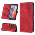 For Motorola Moto G Play 5G 2024 Skin-feel Embossed Leather Phone Case(Red) - 1