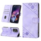 For Motorola Moto G Stylus 5G Skin Feel Embossed Leather Phone Case(Light Purple) - 1