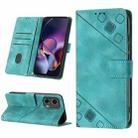 For Motorola Moto G Stylus 5G Skin Feel Embossed Leather Phone Case(Green) - 1