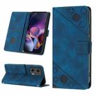 For Motorola Moto G Stylus 5G Skin Feel Embossed Leather Phone Case(Blue) - 1