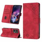 For Motorola Moto G Stylus 5G Skin-feel Embossed Leather Phone Case(Red) - 1