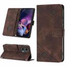 For Motorola Moto G Stylus 5G Skin-feel Embossed Leather Phone Case(Brown) - 1