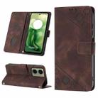 For Motorola Moto G04 4G / G24 4G Skin Feel Embossed Leather Phone Case(Brown) - 1