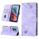 For Motorola Moto G34 Skin Feel Embossed Leather Phone Case(Light Purple) - 1