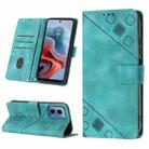 For Motorola Moto G34 Skin Feel Embossed Leather Phone Case(Green) - 1