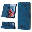 For Motorola Moto G34 Skin-feel Embossed Leather Phone Case(Blue) - 1