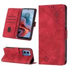 For Motorola Moto G34 Skin Feel Embossed Leather Phone Case(Red) - 1