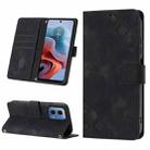 For Motorola Moto G34 Skin Feel Embossed Leather Phone Case(Black) - 1