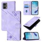 For Motorola Edge 30 Neo Skin Feel Embossed Leather Phone Case(Light Purple) - 1