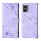 For Motorola Edge 30 Neo Skin Feel Embossed Leather Phone Case(Light Purple) - 2