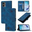 For Motorola Edge 30 Neo Skin Feel Embossed Leather Phone Case(Blue) - 1