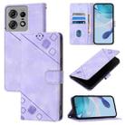 For Motorola Edge 50 Pro Skin Feel Embossed Leather Phone Case(Light Purple) - 1