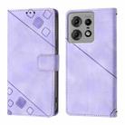 For Motorola Edge 50 Pro Skin Feel Embossed Leather Phone Case(Light Purple) - 2