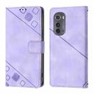 For Motorola Edge 2022 / Edge 5G UW 2022 Skin Feel Embossed Leather Phone Case(Light Purple) - 2