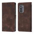 For Motorola Edge 2022 / Edge 5G UW 2022 Skin Feel Embossed Leather Phone Case(Brown) - 2