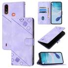 For Motorola Moto E7 Power Skin Feel Embossed Leather Phone Case(Light Purple) - 1