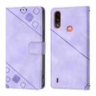 For Motorola Moto E7 Power Skin Feel Embossed Leather Phone Case(Light Purple) - 2