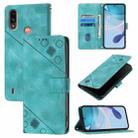 For Motorola Moto E7 Power Skin Feel Embossed Leather Phone Case(Green) - 1