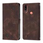 For Motorola Moto E7 Power Skin Feel Embossed Leather Phone Case(Brown) - 2