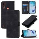 For Motorola Moto E7 Power Skin Feel Embossed Leather Phone Case(Black) - 1