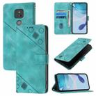 For Motorola Moto G Play 2021 Skin Feel Embossed Leather Phone Case(Green) - 1