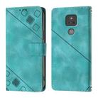 For Motorola Moto G Play 2021 Skin Feel Embossed Leather Phone Case(Green) - 2