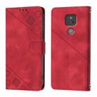 For Motorola Moto G Play 2021 Skin Feel Embossed Leather Phone Case(Red) - 2