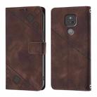 For Motorola Moto G Play 2021 Skin Feel Embossed Leather Phone Case(Brown) - 2