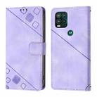 For Motorola Moto G Stylus 5G 2021 Skin Feel Embossed Leather Phone Case(Light Purple) - 2