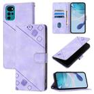 For Motorola Moto G22 / E22s / E32 India Skin Feel Embossed Leather Phone Case(Light Purple) - 1