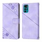 For Motorola Moto G22 / E22s / E32 India Skin Feel Embossed Leather Phone Case(Light Purple) - 2