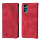 For Motorola Moto G22 / E22s / E32 India Skin Feel Embossed Leather Phone Case(Red) - 2