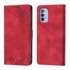 For Motorola Moto G31 Global / Moto G41 Skin Feel Embossed Leather Phone Case(Red) - 2