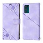 For Motorola Moto G42 Skin Feel Embossed Leather Phone Case(Light Purple) - 2