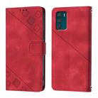 For Motorola Moto G42 Skin Feel Embossed Leather Phone Case(Red) - 2