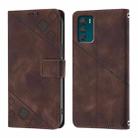 For Motorola Moto G42 Skin Feel Embossed Leather Phone Case(Brown) - 2