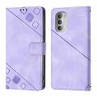 For Motorola Moto G51 5G Skin Feel Embossed Leather Phone Case(Light Purple) - 2