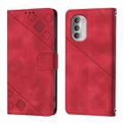 For Motorola Moto G51 5G Skin Feel Embossed Leather Phone Case(Red) - 2