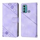 For Motorola Moto G60 / Moto G40 Fusion Skin Feel Embossed Leather Phone Case(Light Purple) - 2