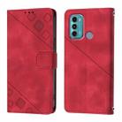 For Motorola Moto G60 / Moto G40 Fusion Skin Feel Embossed Leather Phone Case(Red) - 2