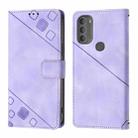 For Motorola Moto G71 5G Skin Feel Embossed Leather Phone Case(Light Purple) - 2