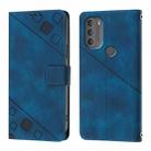 For Motorola Moto G71 5G Skin Feel Embossed Leather Phone Case(Blue) - 2