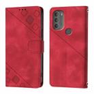 For Motorola Moto G71 5G Skin Feel Embossed Leather Phone Case(Red) - 2