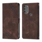 For Motorola Moto G71 5G Skin Feel Embossed Leather Phone Case(Brown) - 2