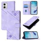 For Motorola Moto G73 Skin Feel Embossed Leather Phone Case(Light Purple) - 1