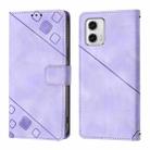 For Motorola Moto G73 Skin Feel Embossed Leather Phone Case(Light Purple) - 2