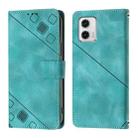 For Motorola Moto G73 Skin Feel Embossed Leather Phone Case(Green) - 2