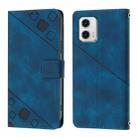 For Motorola Moto G73 Skin Feel Embossed Leather Phone Case(Blue) - 2