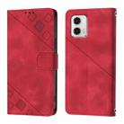 For Motorola Moto G73 Skin Feel Embossed Leather Phone Case(Red) - 2